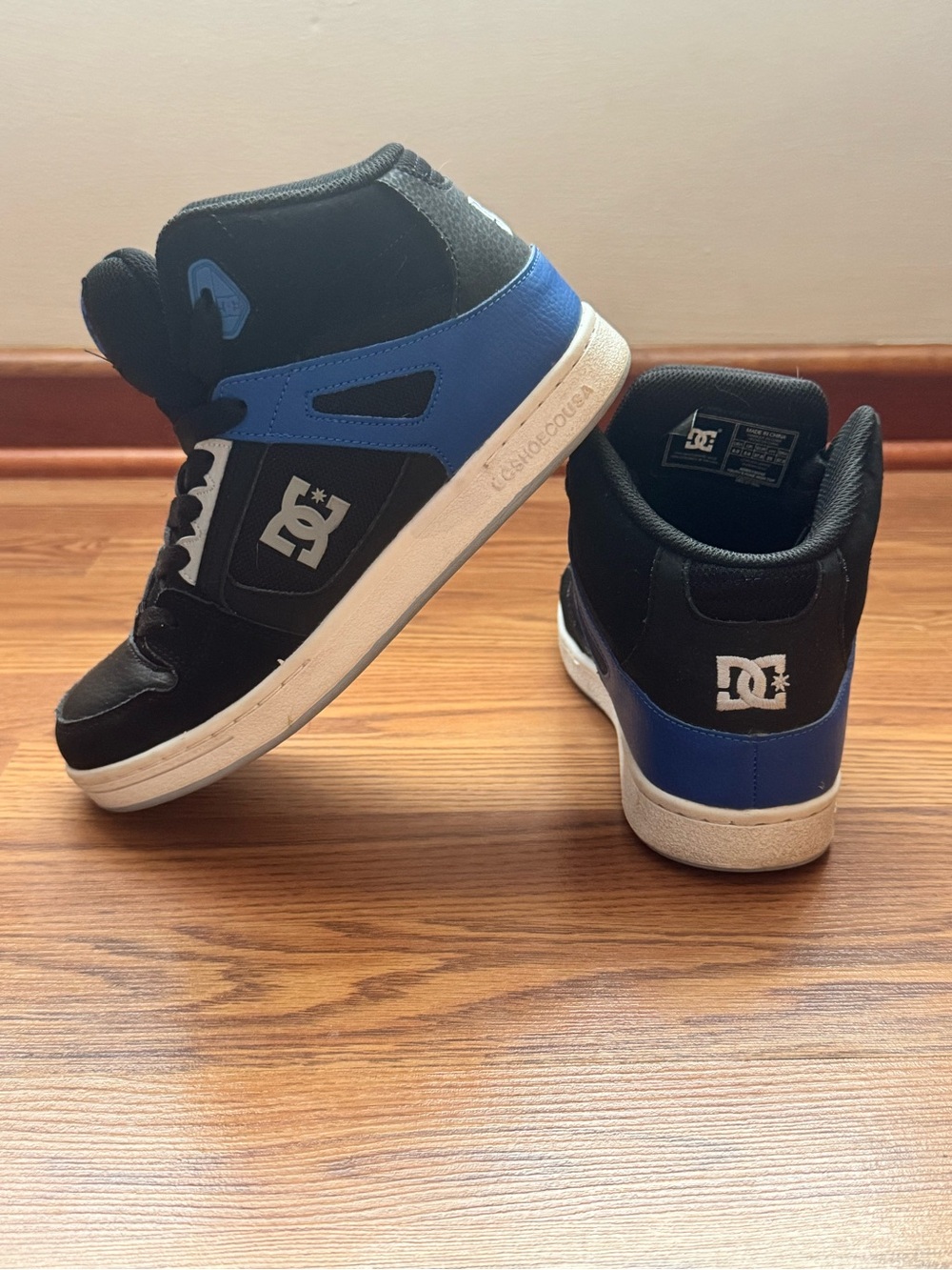 DC Kids Black and Blue Pure High-Top Sneakers